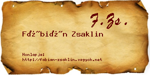 Fábián Zsaklin névjegykártya